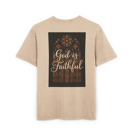 Men's Acid Washed God is Faithful Oversize Shirt